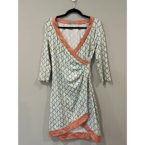 J. Mclaughlin Faux Wrap Dress Women's Catalina Cloth Stretch Medium 2488